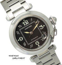 カルティエ Cartier パシャC 2324 腕時計 自動巻き 中古 メンズ レディース 黒文字盤 35mm ボーイズ 外装仕上げ OH済み