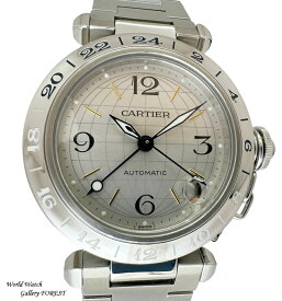 カルティエ Cartier パシャC メリディアン GMT W31029M7 腕時計 自動巻き メンズ レディース シルバー文字盤 外装仕上げ Aランク