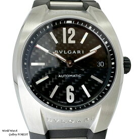 ブルガリ BVLGARI エルゴン EG35S 中古 メンズ腕時計 ボーイズ 自動巻き 黒文字盤 ステンレス × ラバー Aランク