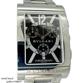 ブルガリ BVLGARI レッタンゴロ RTC49S クロノグラフ 中古 メンズ腕時計 クオーツ 黒文字盤 外装仕上げ Aランク