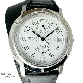 HERMES エルメス クリッパー CL5.710 ドゥブルトゥール パワーリザーブ 中古 メンズ 腕時計 自動巻き 白文字盤 外装仕上げ Aランク