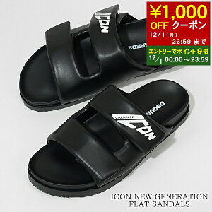 y12/1I|Cg9{z fB[XNGA[h DSQUARED2 Y T_ ICON NEW GENERATION FLAT SANDALS FSM0080 16808241 BLACK WHITE ubN zCg M063 ACR j[WFl[V tbg T