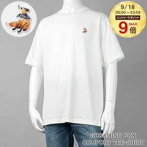 �y9/18����I�|�C���g9�{�z ���]���L�c�l MAISON KITSUNE �����Y T�V���c DREAMING FOX COMFORT TEE SHIRT QM00102 KJ7026 WHITE �z���C�g P100 �h���[�~���O �t�H�b�N�X �R���t�H�[�g T�V���c ���� �J�b�g�\�[ �N��