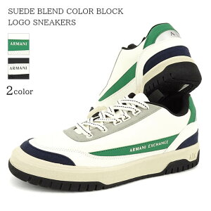 A}[j GNX`FW ARMANI EXCHANGE Y Xj[J[ SUEDE BLEND COLOR BLOCK LOGO SNEAKERS XUX178 XV764 OFF WHITE GREEN ItzCg O[ S435 BLACK BLACK ubN K001 V[Y C [Jbg [X