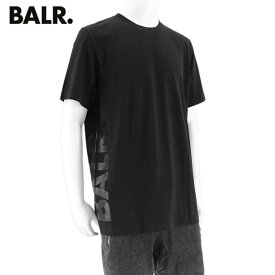 ボーラー BALR. メンズ Tシャツ OLAF STRAIGHT VERTICAL T SHIRT B1112 1114 ブラック JET BLACK 半袖 クルーネック ロゴ プリント