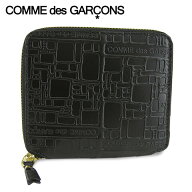 コムデギャルソン COMME des GARCONS メンズ レディース 2つ折り財布 SA2100EL BLACK ブラック エンボス…