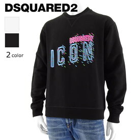 ディースクエアード DSQUARED2 メンズ スウェットシャツ PIXELED ICON COOL FIT S79GU0109 S25516 ホワイト 100 ブラック 900 ICON アイコン トレーナー クルーネック スウェット 長袖 裏起毛 【プレミアムSTOCK-23AW】