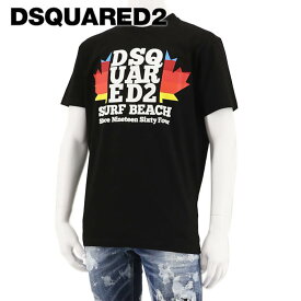 ディースクエアード DSQUARED2 メンズ Tシャツ D2 SURF BEACH TEE S74GD1135 S23009 BLACK ブラック 900 半袖 クルーネック プリント 【プレミアムSTOCK-23SS】