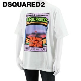 ディースクエアード DSQUARED2 メンズ Tシャツ SKATER FIT S71GD1274 S23009 ホワイト 100 半袖 クルーネック プリント ロゴ オーバーサイズ ビッグシルエット 【プレミアムSTOCK-23SS】