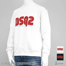 【12/10限定！ポイント5倍】 ディースクエアード DSQUARED2 メンズ スウェットシャツ COOL FIT CREWNECK S71GU0683 S25516 ホワイト 100 ブラック 900 クール フィット トレーナー クルーネック スウェット 長袖 ロゴ プリント 裏起毛 【プレミアムSTOCK-24AW】