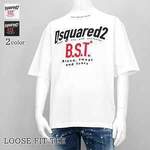�f�B�[�X�N�G�A�[�h DSQUARED2 �����Y T�V���c LOOSE FIT TEE S74GD1410 D20033 �z���C�g 100 �u���b�N 900 ���[�Y �t�B�b�g �e�B�[ ���� �N���[�l�b�N ���S �v�����g BLOOD, SWEAT AND TEARS �y�v���~�A��STOCK-25SS