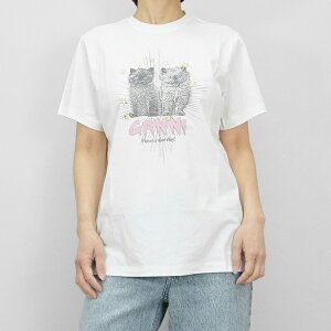 �K�j�[ GANNI ���f�B�[�X T�V���c T4060 3575 BRIGHT WHITE �z���C�g 151 ���� �J�b�g�\�[ �N���[�l�b�N ���S �v�����g �y�v���~�A��STOCK-25SS�z