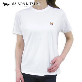 メゾンキツネ MAISON KITSUNE レディース Tシャツ AW00103 KJ0005 WHITE ホワイト P100 半袖 クルーネック 【2023春夏】
