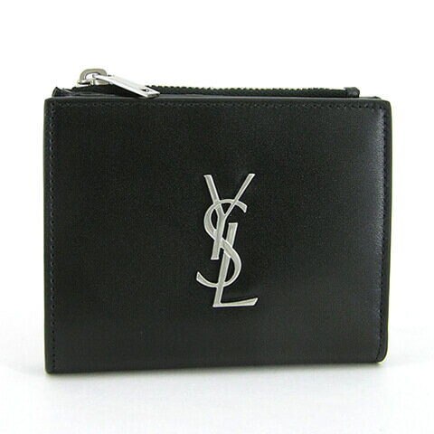 【12/25限定！ポイント8倍】 サンローラン SAINT LAURENT メンズ レディース 2つ折り財布 575726 0SX0E BLACK 1000 ブラック 折財布 ウォレット サイフ カードホルダー付き カサンドラロゴ 小物 プレゼント 誕生日 パーティー バレンタイン 父の日 クリスマス