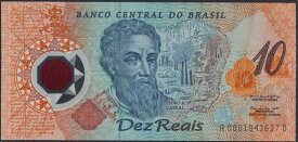 【紙幣】【記念紙幣】ブラジル 10 reals 探検家ペドロ・カブラル漂着500周年記念 2000年 ポリマー紙幣