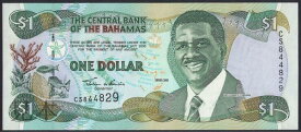 【紙幣】バハマ 1 dollar リンデン・ピンドリング首相 2001年