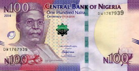【紙幣】【記念紙幣】ナイジェリア 100 naira 政治指導者オバフェミ・アウォロウォ 2014年