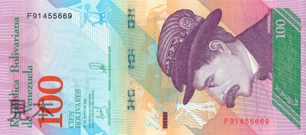 未使用紙幣 ベネズエラ 100 bolivares 最安値挑戦 英雄エセキエル クモザル 2018年 サモラ 日本限定
