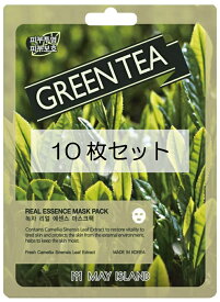 フェイスマスク 10枚セット MAY ISLAND Real Essence Green Tea Mask Pack REマスクパック GT シートマスク パック 緑茶 高保湿 弾力 活力 潤い 【国内発送】【送料無料】