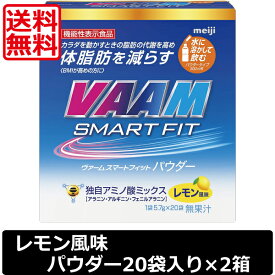 送料無料 明治 VAAM ヴァームスマートフィットパウダー レモン風味 1箱20袋入り ×2箱　機能性表示食品