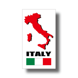 地図＋国旗デザインタイプ　イタリア国旗ステッカー（シール）Sサイズ:8cm×4.5cm　屋外耐候仕様 ／国識別記号 ビークルID