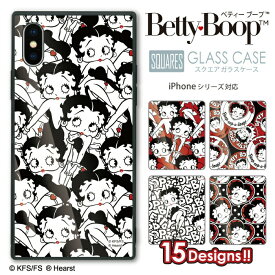 ベティー ブープ(TM) iPhone11対応 スクエアガラスケース Betty Boop(TM) ベティーちゃん キャラクター 正規品 四角 スクエア型 耐衝撃 背面ガラス 強化ガラス iPhone ケース TPU ハードケース Galaxy s9 iPhoneSE(第2世代) SE2 X/XS 8 7 ケース 新機種 iphone12