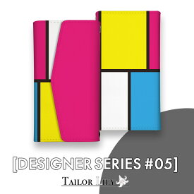 《DESIGNER SERIES #05》 [シンプル・ピンク] 全機種対応 60年代 モンドリアンルック ビビッド おしゃれ 手帳ケース 手帳型 オリジナルデザイン Tailor Lily テイラーリリー iPhone Galaxy Xperia AQUOS