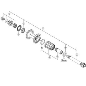 [4]ハブ軸組立品(玉間130mm)