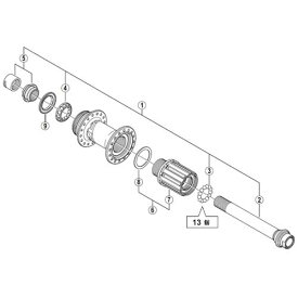 [1]ハブ軸組立品(玉間142mm)