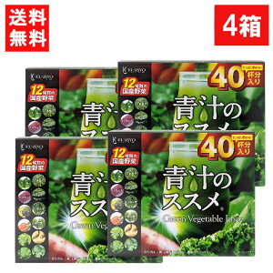 健翔 青汁のススメ 国産野菜12種類使用 40包×4個 国産 九州産 美味しい 美味 大麦若葉 ケール 明日葉 契約農家 栄養 無農薬 温暖 マイルド ビタミンE カルシウム 鉄分 栄養 バランス