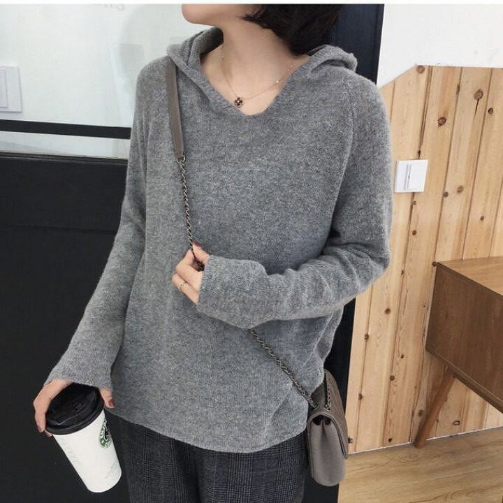 楽天市場】フードニット フード付きニット フード付きセーター ニット  