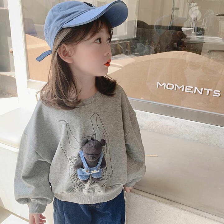 楽天市場 キッズ 子供服 トレーナー 女の子 春秋 ゆったり 可愛い 縫いぐるみ付き ジュニア 丸首 プリント 薄手 90 150 Kuea127 Worldfine楽天市場shop