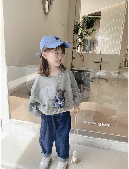楽天市場 キッズ 子供服 トレーナー 女の子 春秋 ゆったり 可愛い 縫いぐるみ付き ジュニア 丸首 プリント 薄手 90 150 Kuea127 Worldfine楽天市場shop