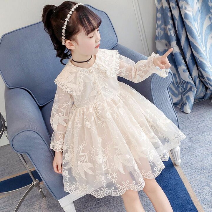 楽天市場 チュールドレス 子供服 レースワンピース キッズ 長袖 プリンセス 可愛い 春夏 100 150 Kwea027 Worldfine楽天 市場shop