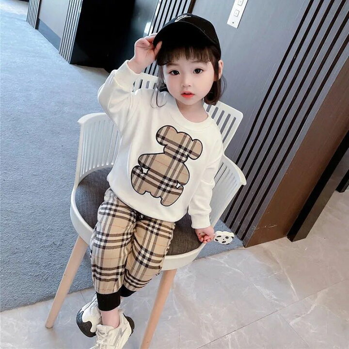 楽天市場】子供服 キッズ セットアップ クマ柄 チェック柄 トップス+  