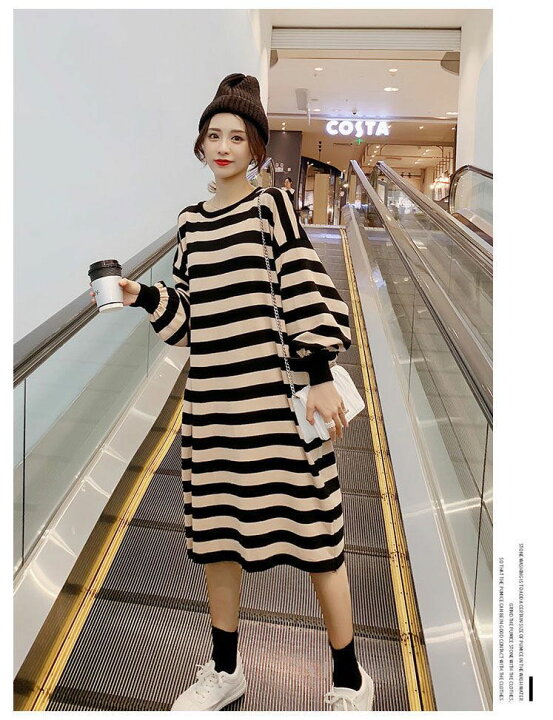 楽天市場】ワンピース ロング 太ボーダー レディースファッション  