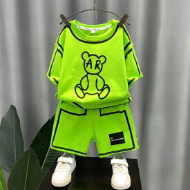 キッズ 子供服 上下セット セットアップ Tシャツ+ショートパンツ 2点セット カジュアル 男の子 春夏 ゆったり 可愛い ジュニア 半袖 薄手 KSFB039（2色90-150）