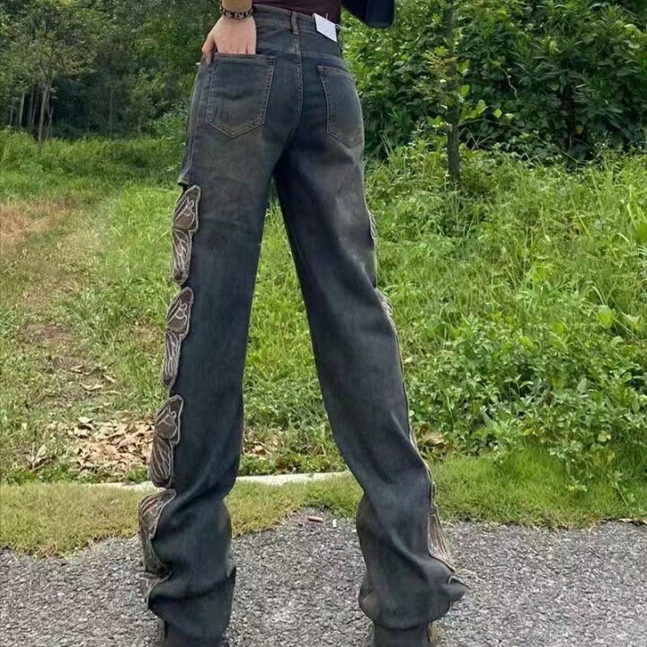 楽天市場】デニムパンツ ワイドパンツ レディース y2kファッション y2k  