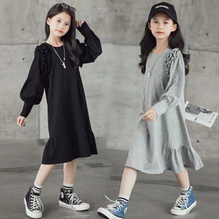 楽天市場】ワンピース キッズ 長袖 無地 女の子 子供服 ジュニア T 