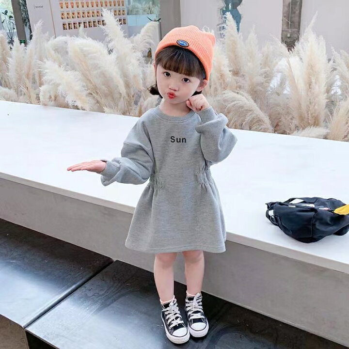 楽天市場】ワンピース キッズ 長袖 無地 女の子 子供服 トレーナー 