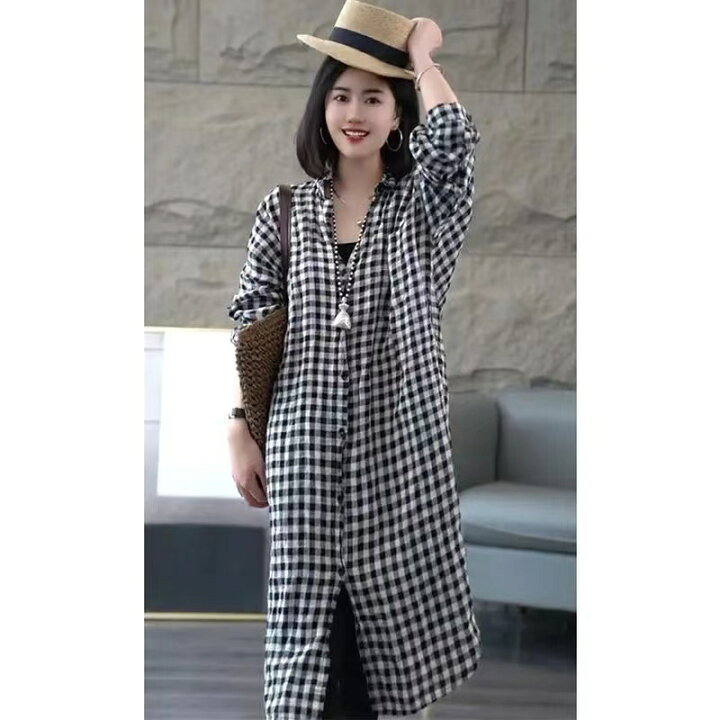 楽天市場】ロングシャツ レディース チェックシャツ ロング トップス