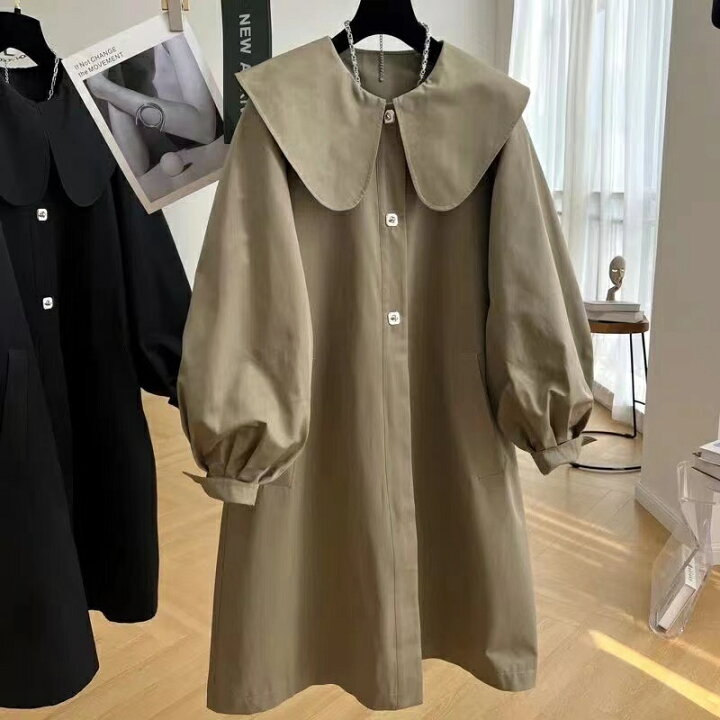 楽天市場】ロングコート レディース 春 秋冬 スプリングコート 丸襟 