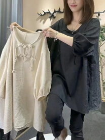レディース トップス カットソー 夏服 薄手 無地 シンプル レディース夏トップス 七分丈 カジュアル 夏トップスレディース ビッグシルエット 黒トップス ゆるカットソー 大きめ ゆったり 体型カバー 体型カバートップス ナチュラル系ファッション 可愛い かわいい LUFA064