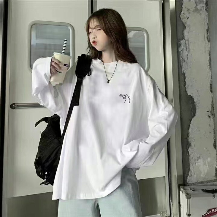 楽天市場】ロングTシャツ カットソー ロングT ロンT シンプル 無地 
