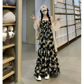 レディース セットアップ 夏 アウター+キャミワンピース 2点セット 花柄 日焼け止め服 リゾート 花柄 夏物 透け感 セットアップワンピース マキシ丈 シアーカーディガン 可愛い 薄手 花柄ワンピース カジュアルセットアップレディース レディースセットアップ SLSD015(M-4XL)