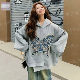 トレーナー レディーストップス 薄手 大きいサイズ 蝶柄 レディーストップス レディース洋服 普段着 レディーストレーナー 可愛いトレーナー 春秋 秋服 春服 長袖 ゆったり 体型カバー カジュアル 大人コーデ 大人カワイイ お出かけ LUGA167(L-4XL)