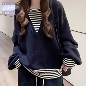 ニット レディーストップス レイヤード風 レディースニット レディースvネック秋冬 重ね着風 レディース洋服 普段着 vネック 秋 秋服 冬物 vネックニット ゆったり カジュアルトップス カジュアル 大人コーデ 大人カワイイ レイヤード風ニット お出かけ SLUD137(S-XL)