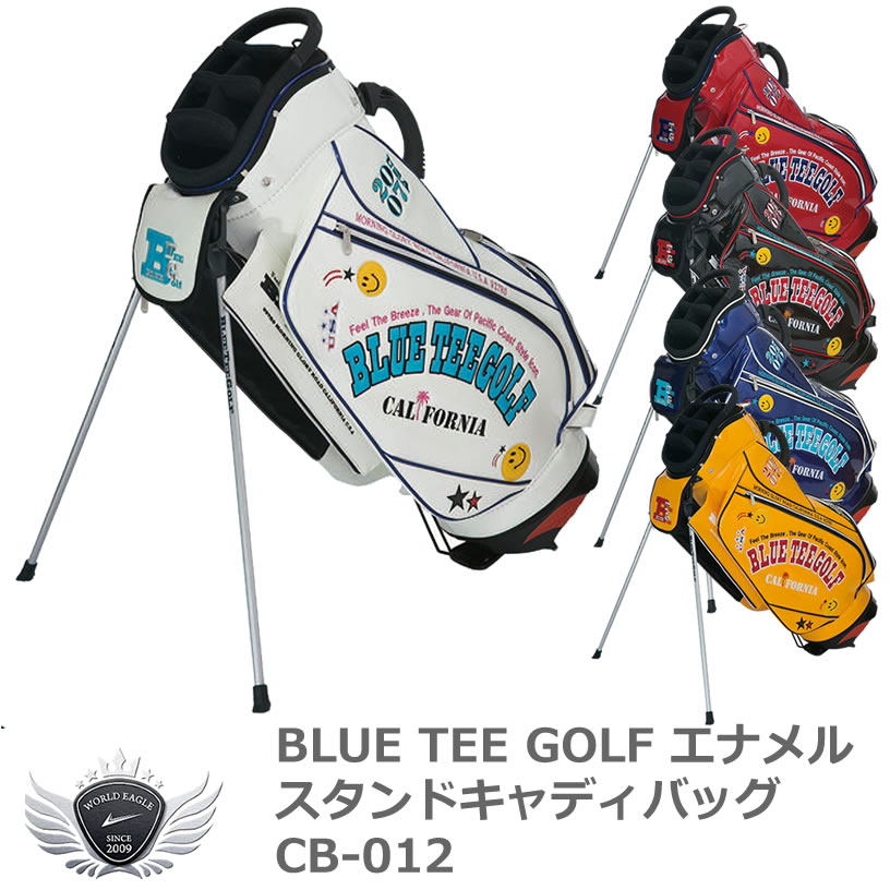 15400円 入手困難 BLUE TEE GOLF ブルーティーゴルフ スマイル amp; ロゴ エナメル 9インチ スタンド キャディバッグ 全5色
