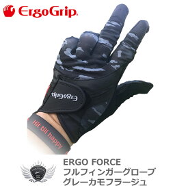 ERGO FORCE フルフィンガー男女兼用ゴルフグローブ グレーカモフラージュ 左手用 EGO-1902