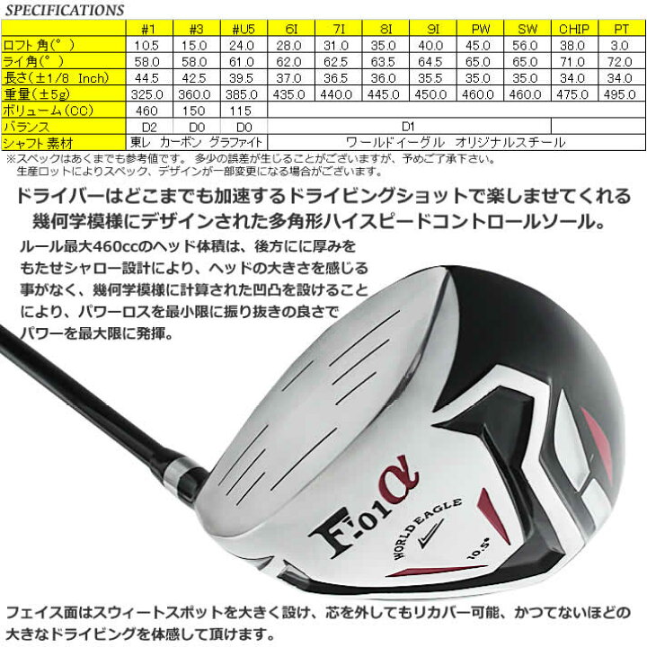 楽天市場】ワールドイーグル F-01αクロスモデル メンズ14点ゴルフ 